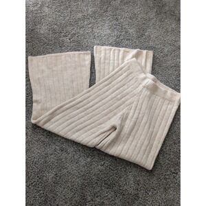 Sincerely Jules Ribbed Knit Wide Leg Flare Lounge Pants Women's Size L Cream